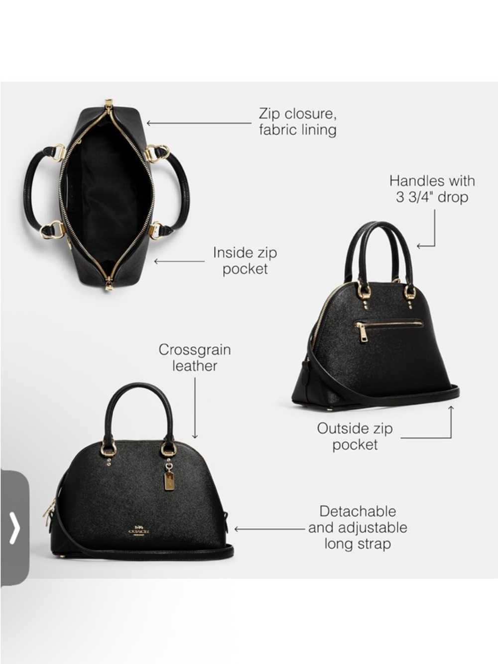 Coach Katy Black Dome Satchel with Gold Hardware - Picture 11 of 13